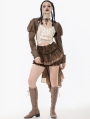 Brown Steampunk Vintage Metal Detail Shoulder Cape for Women