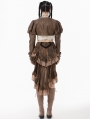Brown Steampunk Vintage Metal Detail Shoulder Cape for Women