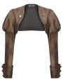 Brown Steampunk Vintage Metal Detail Shoulder Cape for Women