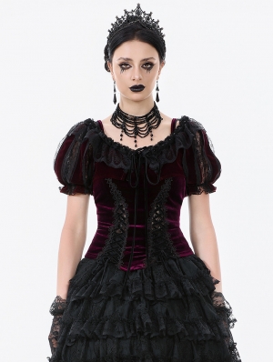 Black and Red Thorn Rose Princess Gothic Capelet for Women