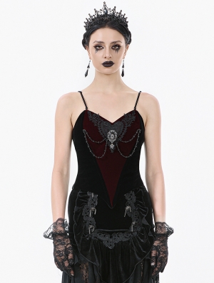 Black and Red Romantic Heart Velvet Gothic Corset Top for Women