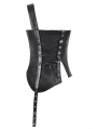Black Gothic Punk Asymmetric Buckled Faux Leather Corset Top for Women