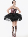 Black Gothic Lolita Pink Satin Layered Tulle Mini Dress