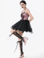 Black Gothic Lolita Pink Satin Layered Tulle Mini Dress