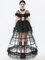 Black Sexy Gothic Transparent Layered Trim Mesh Long Dress