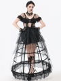 Black Sexy Gothic Transparent Layered Trim Mesh Long Dress