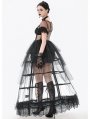 Black Sexy Gothic Transparent Layered Trim Mesh Long Dress