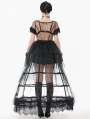 Black Sexy Gothic Transparent Layered Trim Mesh Long Dress