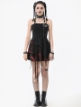 Black and Red Tie-Dye Punk Gothic Irregular Bat Hem Dress