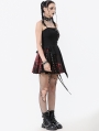 Black and Red Tie-Dye Punk Gothic Irregular Bat Hem Dress