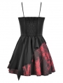 Black and Red Tie-Dye Punk Gothic Irregular Bat Hem Dress