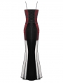 Black and Red Sexy Gothic Lace Applique Bodycon Fishtail Long Dress