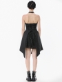 Black Gothic Rhinestone Tassel Halter Sleeveless Short Dress