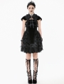 Black Gothic Bat Coffin Mesh Spliced Velvet Short Dress
