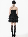 Black Gothic Bat Coffin Mesh Spliced Velvet Short Dress