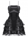 Black Gothic Bat Coffin Mesh Spliced Velvet Short Dress