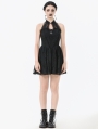 Black Gothic Cut Out Lace Halter Sleeveless Short Dress