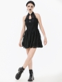Black Gothic Cut Out Lace Halter Sleeveless Short Dress