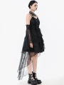 Black Dark Swan Retro Layered Lace Tail Gothic Party Dress