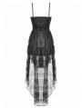 Black Dark Swan Retro Layered Lace Tail Gothic Party Dress