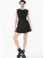 Black Gothic Sweet Sleeveless Pleated Mini Dress