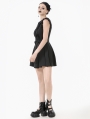 Black Gothic Sweet Sleeveless Pleated Mini Dress
