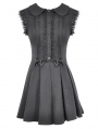 Black Gothic Sweet Sleeveless Pleated Mini Dress