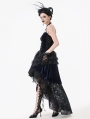 Black and Royal Indigo Velvet Lace Gothic Tiered Tail Party Dress