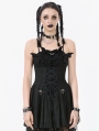 Black Gothic Dark Demon Pleated Irregular Mesh Splicing Dress