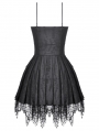 Black Gothic Dark Demon Pleated Irregular Mesh Splicing Dress