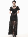 Black Gothic Faux Two-Piece Lace Velvet Rose Maxi Dress