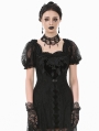 Black Gothic Faux Two-Piece Lace Velvet Rose Maxi Dress