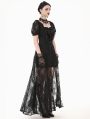 Black Gothic Faux Two-Piece Lace Velvet Rose Maxi Dress