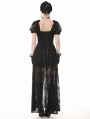 Black Gothic Faux Two-Piece Lace Velvet Rose Maxi Dress