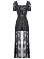Black Gothic Faux Two-Piece Lace Velvet Rose Maxi Dress