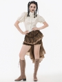 Ivory Vintage Short Puff Sleeve Button Blouse for Women