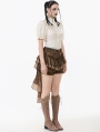 Ivory Vintage Short Puff Sleeve Button Blouse for Women