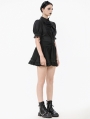 Black Gothic Women's Short Sleeve Blouse with Detachable Cravat