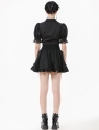 Black Gothic Women's Short Sleeve Blouse with Detachable Cravat
