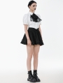 White Gothic Victorian Black Lace Cravat Blouse for Women