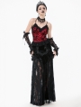 Black Gothic Velvet Sheer Lace Panelled Long Fishtail Skirt