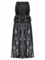 Black Gothic Velvet Sheer Lace Panelled Long Fishtail Skirt