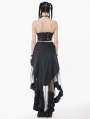 Black Gothic Metal Eyelet Punk Mesh Tail Skirt with Pockets