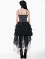 Black Gothic Layered Ruffled Lace High-Low Skirt