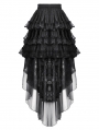 Black Gothic Layered Ruffled Lace High-Low Skirt