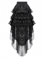 Black Gothic Layered Ruffled Lace High-Low Skirt
