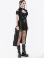 Black Gothic Rebel Punk Chain Skirt with Detachable Belt