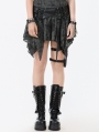Black and Grey Gothic Shattered Butterfly Punk Irregular Short Skirt