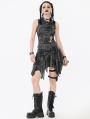 Black and Grey Gothic Shattered Butterfly Punk Irregular Short Skirt