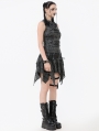 Black and Grey Gothic Shattered Butterfly Punk Irregular Short Skirt